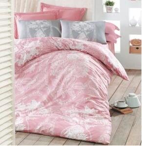 Homeville Povlečení 100% bavlna Adeline šedo/růžová se dvěma povlaky na polštář - 220x200 / 4 polštáře